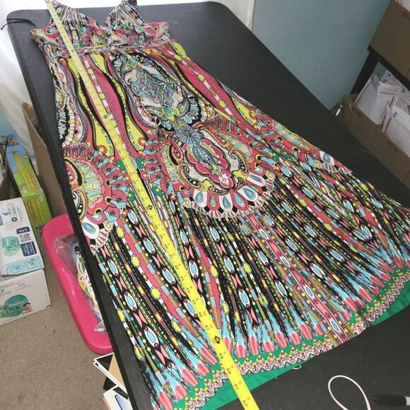 New Directions Colorful Maxi Dress Petite Large PL - Picture 10 of 11